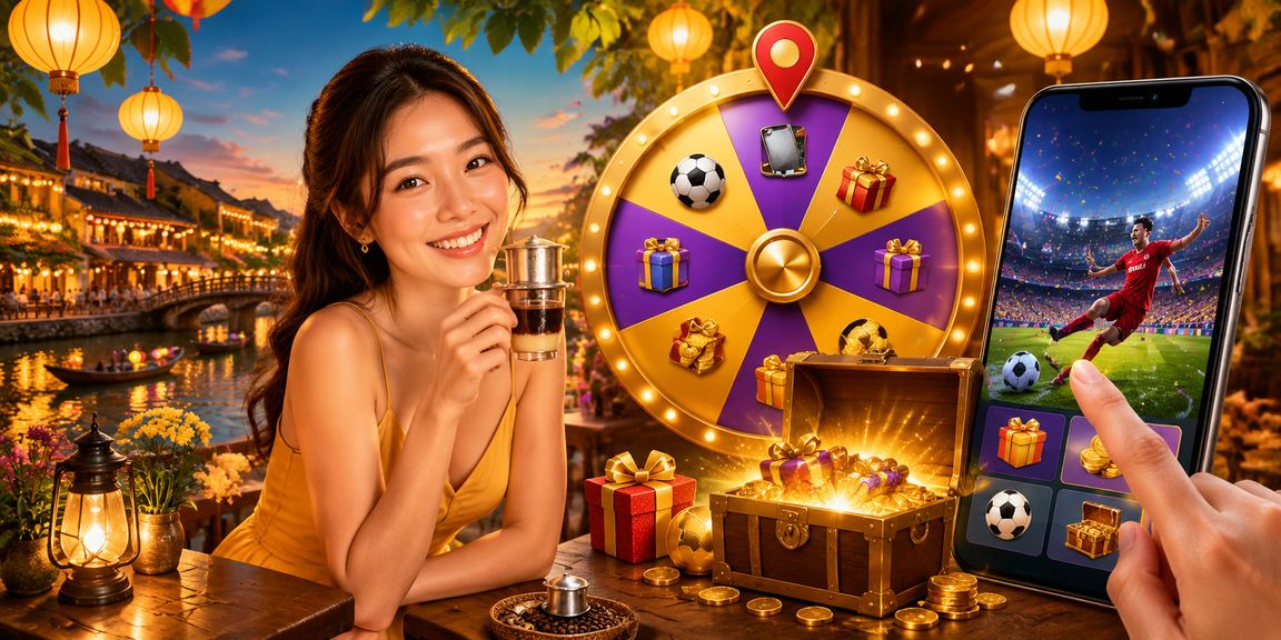 Người dùng Hội An trải nghiệm nền tảng giải trí trực tuyến 1110 trong không gian quán cà phê